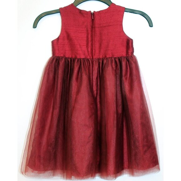 2006 Gymboree Family Portrait Red Silk Dress sz 3T Velvet Bow Long Mesh Formal - Picture 5 of 8